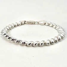 Italian 925 Sterling Silver FAS Twisted Link Bracelet 7" 7.4g Lobster Clasp