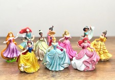 Disney Store Princess Deluxe Figures Glitter Dress Toy Set 10 Cake Toppers RARE