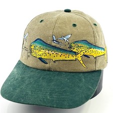 Vintage Guy Harvey Hat Cap Mahi Mahi Fish Nature AOP 90’s Long Duck Bill Rare