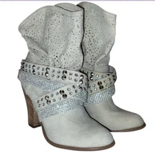 Not Rated Bring Spring Vegan Leather Rhinestone Studded Western Cowboy Boots 7.5