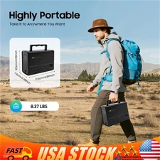 Solar Panel Power Generator Kit Battery Pack Power Station w/ 4 Bulbs Portable