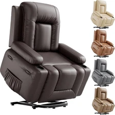 Power Lift Recliner Chair with Massage & Heat, 3 Positions, Side Pocket, Colors