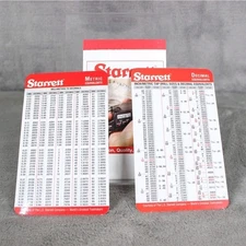 STARRETT Tap Drill Size Chart Decimal Equivalent Metric Equivalent Pocket Cards