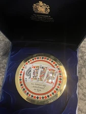 Vintage Halcyon Days Enamel Paperweight All Things Are Sweetened By Risk England