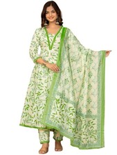 Women's Printed Rayon Anarkali Kurta  Pant With Dupatta Set