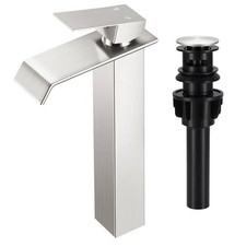 AKLFGN Single Hole Single Handle Waterfall Vessel Sink Faucet in Brushed Nickel