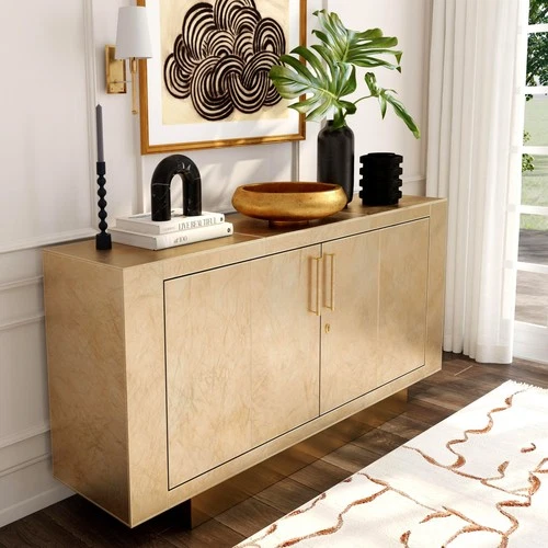 Modern Leather and Brass Buffet by Butler Specialty - Picture 4 of 4