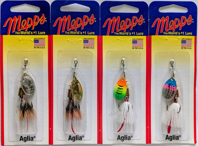 4 - Mepps  Aglia Spinner - 1/8 oz.- Four Popular Colors!