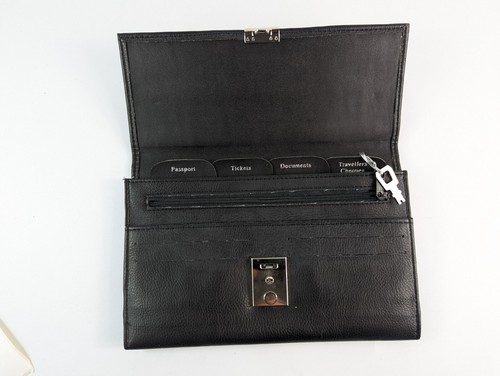 Fabretti Black Leather Travel Organiser New With Tags 22cm X 15cm - Picture 2 of 3