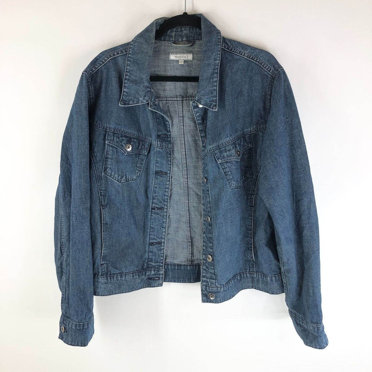 Yessica Womens Denim Jacket Vintage Retro Trucker Medium Wash