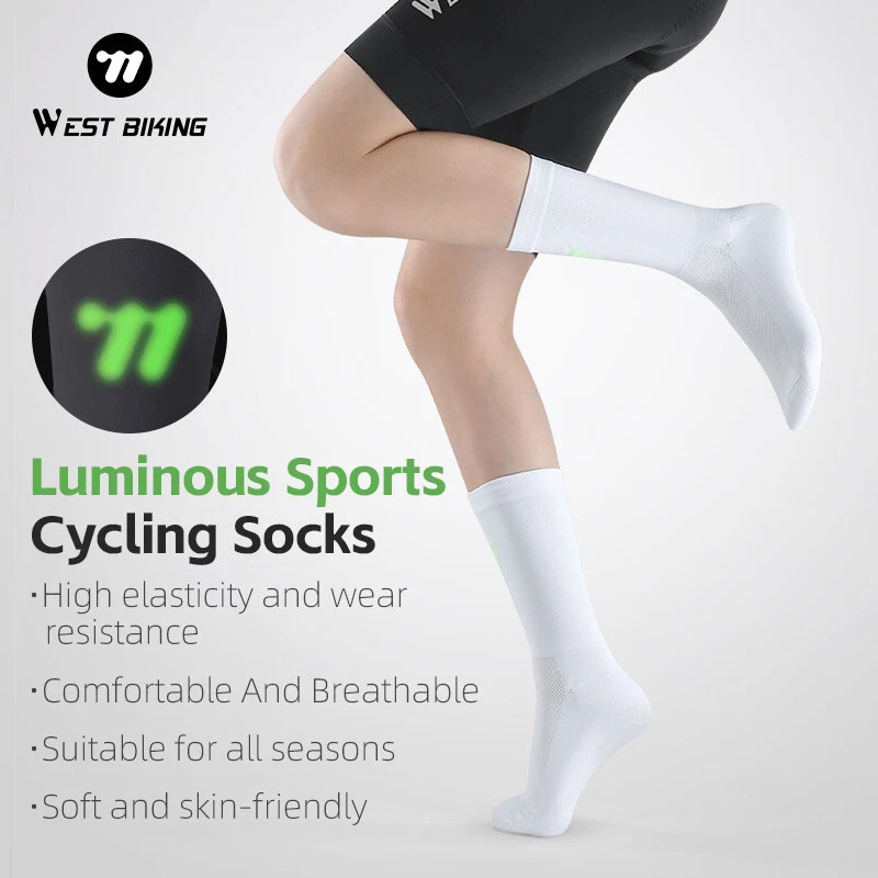 WEST BIKING Sports Cycling Socks Lightweight Breathable Long Football Socks - Image 2 of 4