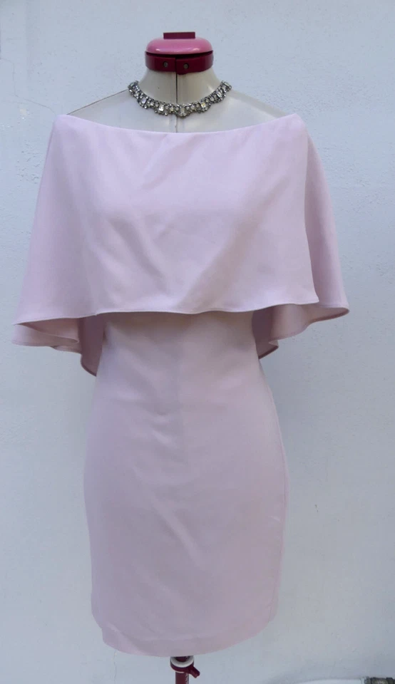 CARLA ZAMPATTI Pink Crepe Cape DRESS Size Aus 8 Cocktail Party Wedding Event - image 4 of 4