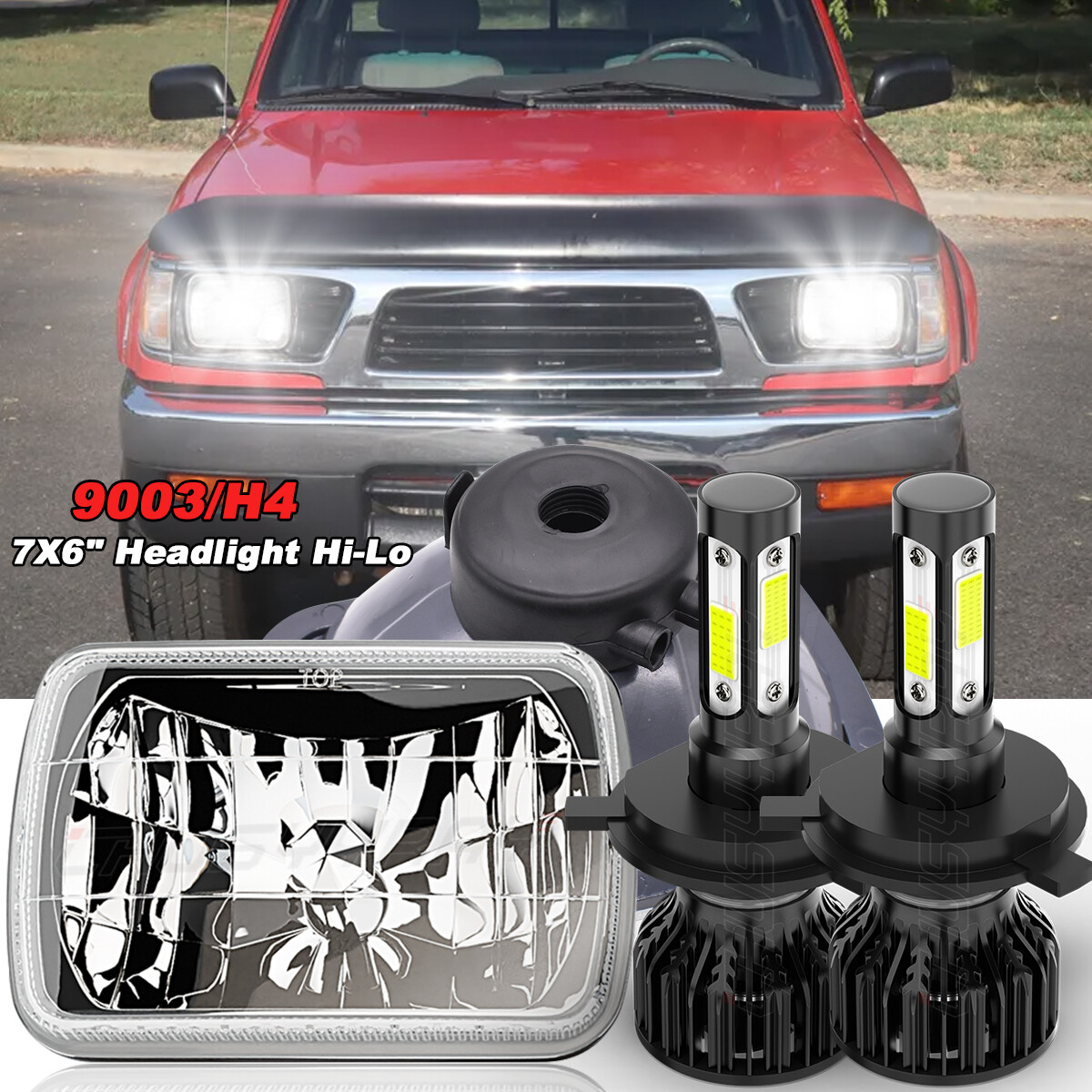 Pair Of 5x7 / 7x6 LED Headlights For Toyota Pickup 82-95 & Tacoma 95-97 – Hi/Lo DRL, 6000K