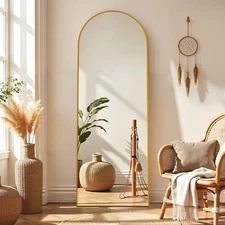 59"x16" Arched Mirror Full Length for Home Decor Frame Mirror Cloakroom Gold