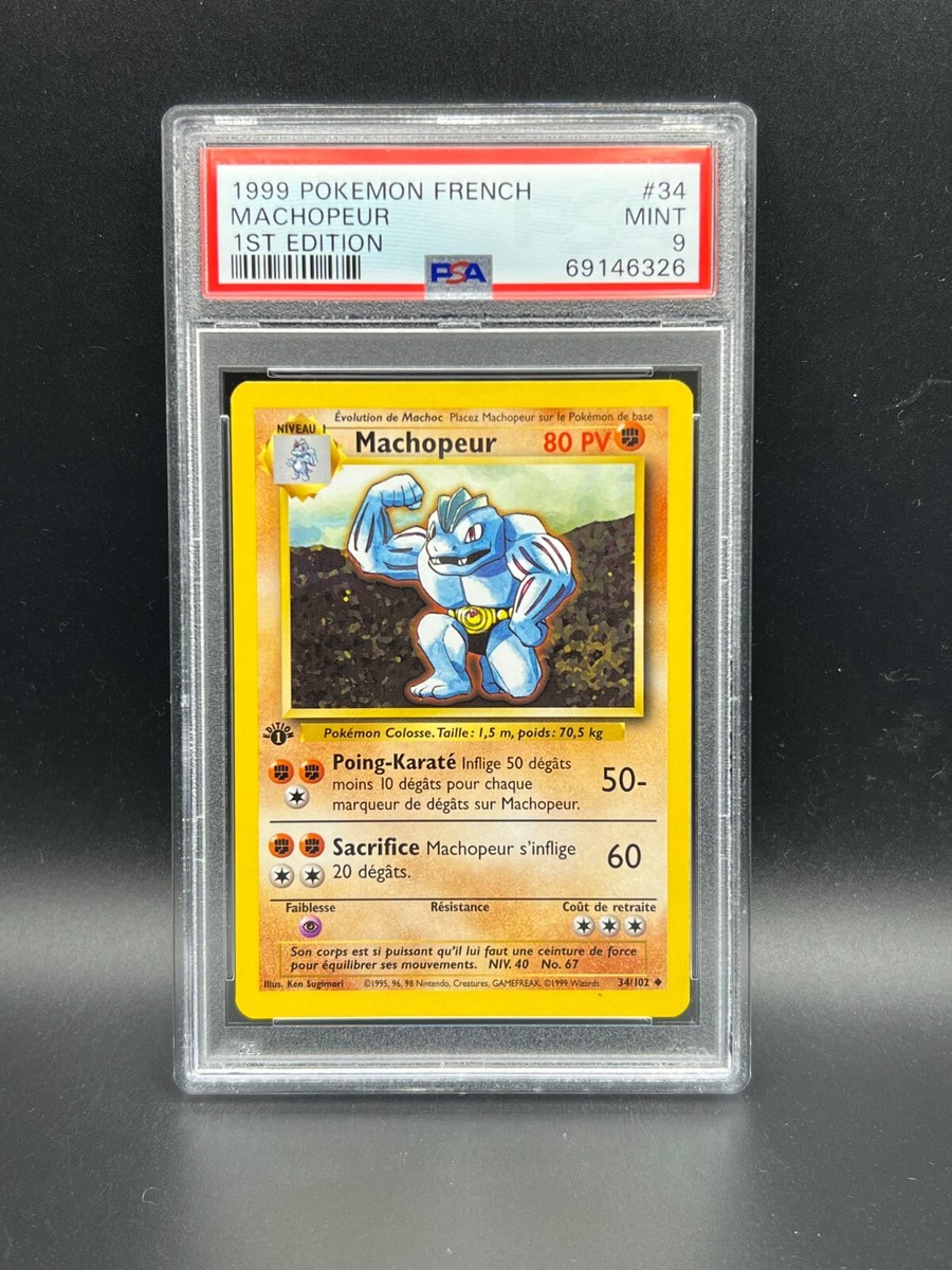 Pokemon PSA 9 MINT FRENCH Machoke (Machopeur) 34/102 Base Set 1st
