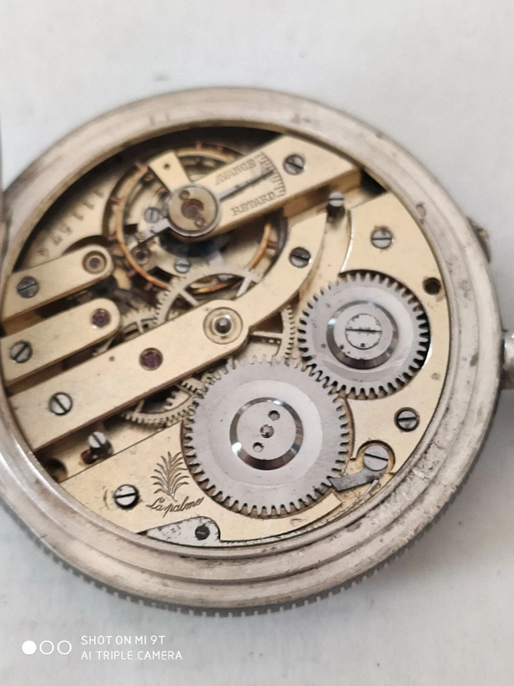 Reloj Bolsillo Antiguo Perret&Fils Brenets Plateado y Nielloed Foto 4 de 4