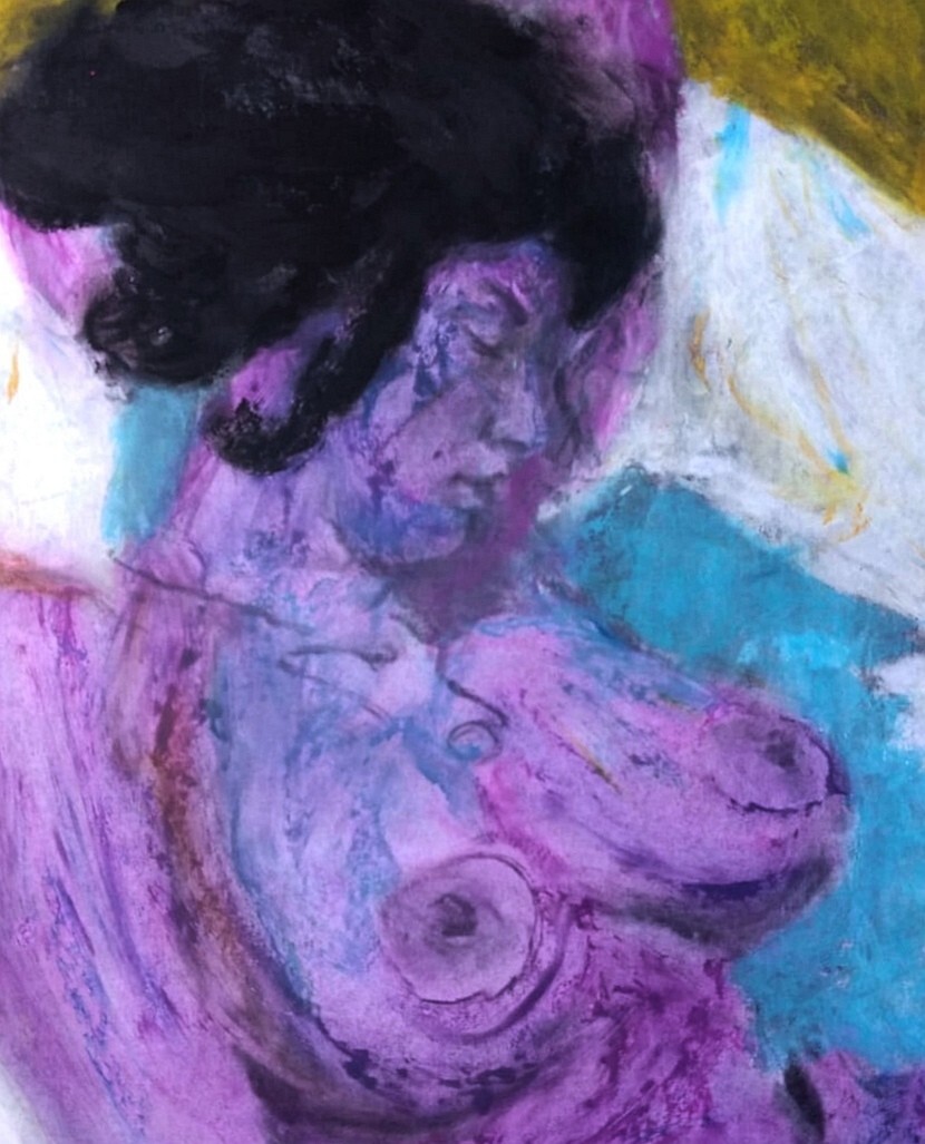 Woman Portrait Woman Abstract Painting Paper A4 Oil Chalk Abstract Art Picture