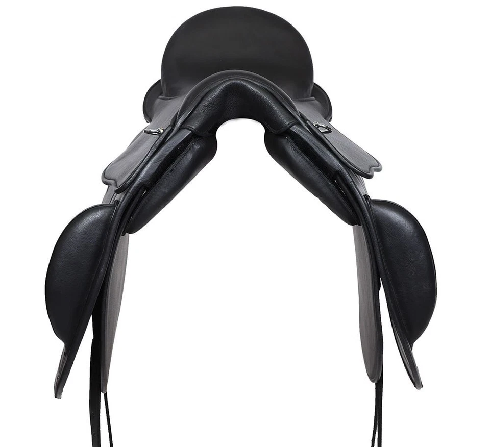 Selle de dressage sans arçon 1135 en cuir souple noir - Photo 3/4