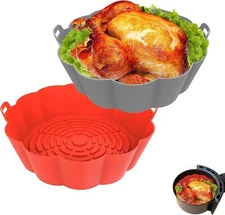 2 PACK Air Fryer Liners, Reusable Heat-Resistant Silicone Liners