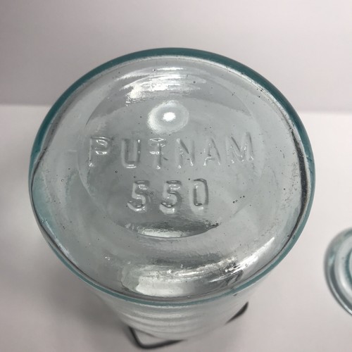 Vintage Trade Mark Lightning Putnam 550 Quart Blue Glass Jar Wire Bail Seal - Picture 8 of 11