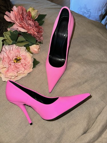 $976 Balenciaga Women's Pink Knife Stretch Stiletto Pump Heels Shoes Sz 37 US 7 - Picture 17 of 21