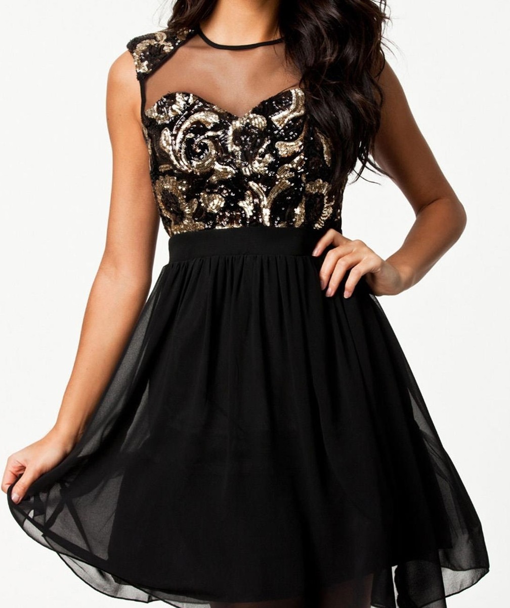 Fashion Trends Round-Neck Sequin Net Sleeveless Dresses on Sale | eBay