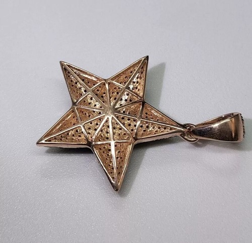 3Ct Round Cut Lab Created Black Diamond Mario Star Pendant 14k Rose Gold Plated - Picture 5 of 6