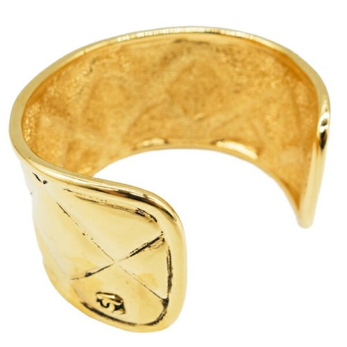 CHANEL Matelasse Bracelet Bangle Coco Mark Gold Vintage Accessory Jewelry - Picture 21 of 24