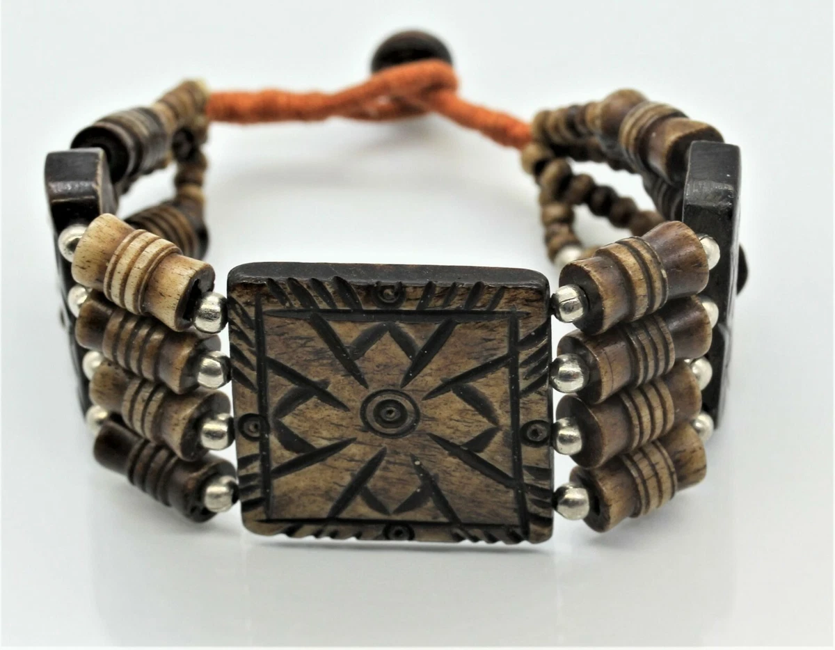Carved sales wood bracelet
