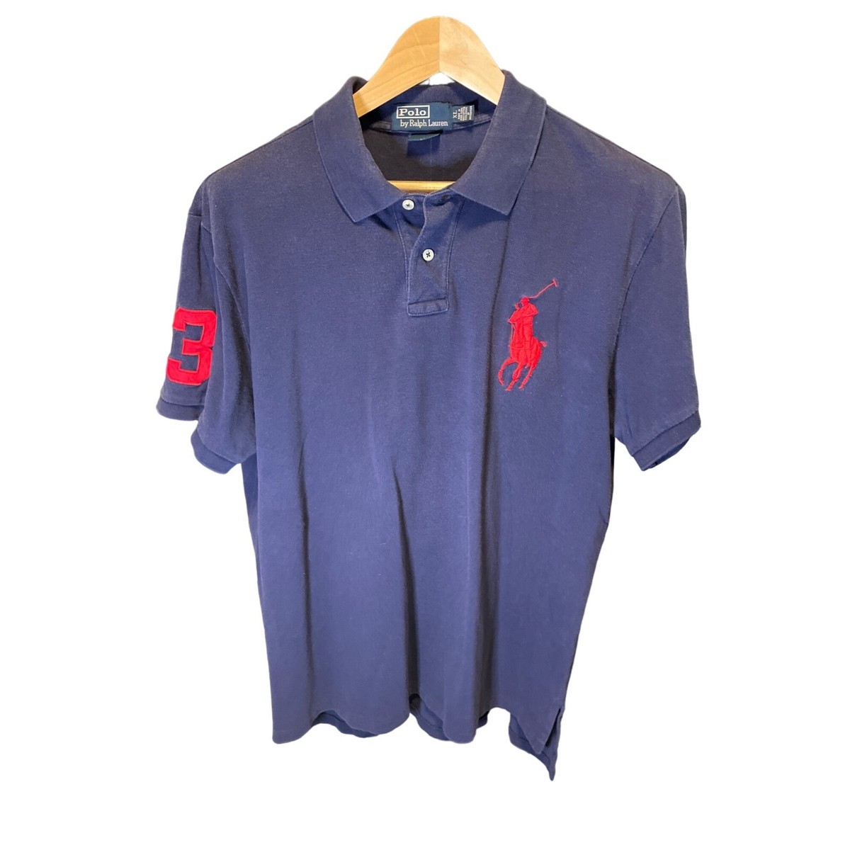 Vintage 90s Y2K Navy Blue Big Logo Polo Ralph Lauren Collared