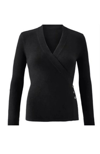 Cabi #3160 Ballet Wrap Sweater Black 