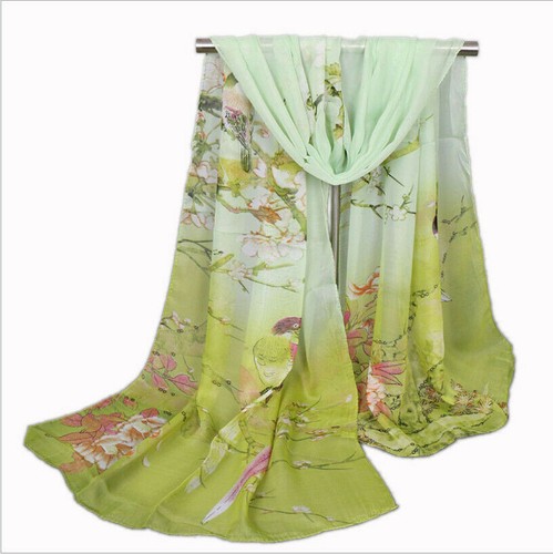 Women Chiffon Flowers Shawl Wrap Scarf Scarves Long Soft Rose Feather Printed AA - Picture 38 of 46