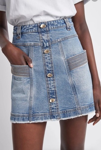 Aje Denim Skirt Size AU 16/ US 12 BNWT Maya Mini Blue 90’s Wash