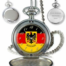 GERMANY DEUTSCHLAND FLAG COAT OF ARMS POCKET WATCH BIRTHDAY GIFT BOX ENGRAVING