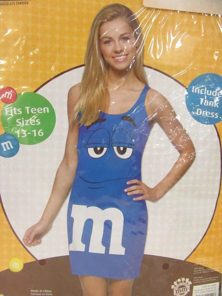 Fantasia vestido regata azul M&M Halloween adolescente tamanho 13-16 Rasta Imposta - Imagem 2 de 4