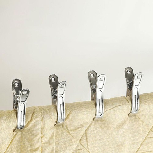 6 Pezzi Pinza per Appendiabiti Piumone Fissaggi Clip Acciaio Inox Molle per Appendiabiti - Foto 7 di 12