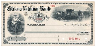 1900 Winchester KY Specimen draft, ABNCo. Reaper, Cattle vignettes Crisp!