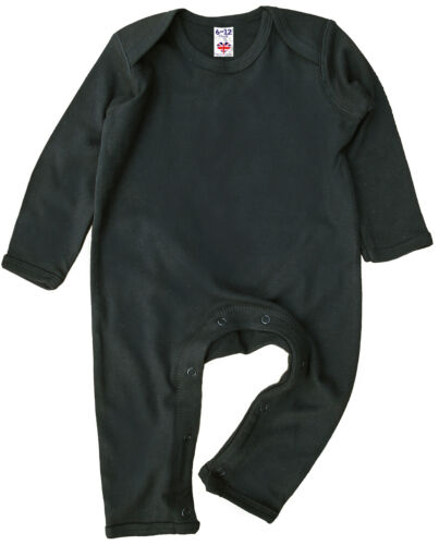 SALE ITEM Pack of 5 Baby Cotton Long Leg Romper Suits in Black size 6-12 Months