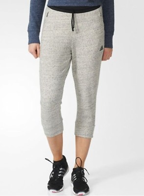Adidas Women Cotton Fleece 3/4 Pants Gray Training Capri Yoga GYM ... Adidas Women Cotton Fleece 3/4 Pants Gray Training Capri Yoga GYM ...