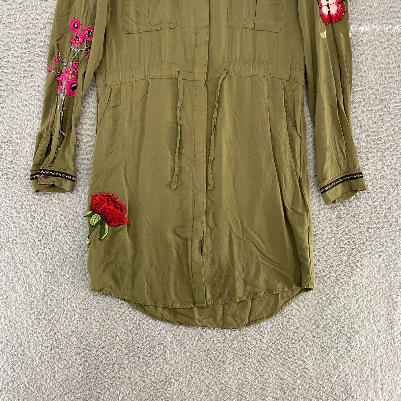 VETEMENTS Desigual Dress Womens 38 Small Utility Military Embroidered Alabanza Artsy