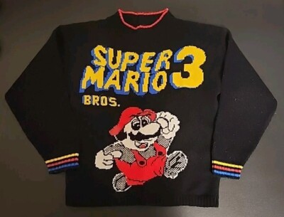 Vintage Nintendo Super Mario Bros 3 Crewneck Knit Sweater Kids