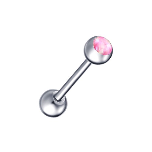 Opal Gem Tongue Barbell 16/19/22mm Steel Bar Nipple Ring Body Piercing Jewellery - Picture 3 of 10