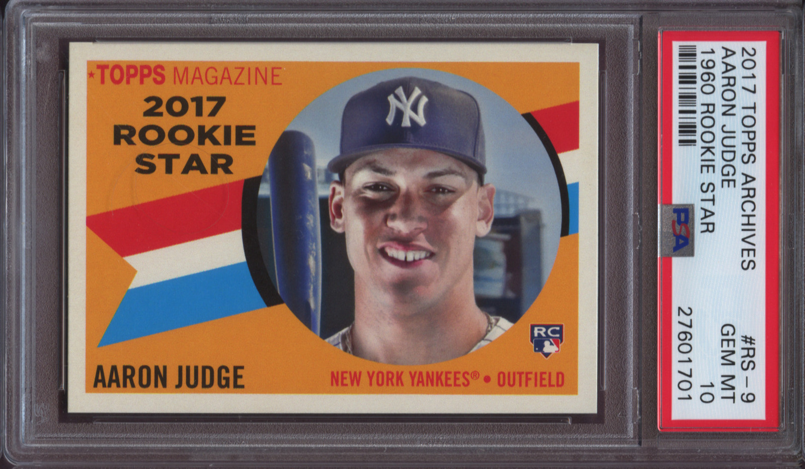 2017 Topps Archives 1960 Rookie Star RS-9 Aaron Judge PSA 10 Gem Mint RC QTY view 2