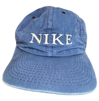 Vintage Nike Spellout Hat Denim USA Made