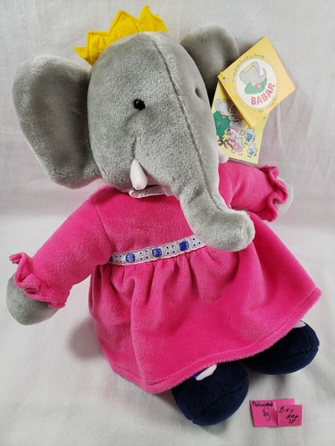 Celeste Elephant Plush NEW 1989 Gund Babar girl pink dress queen stuffed toy