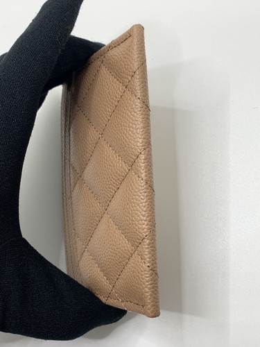 Authentic CHANEL large CC logo beige caviar card holder wallet GHW Brand New - Picture 4 of 11