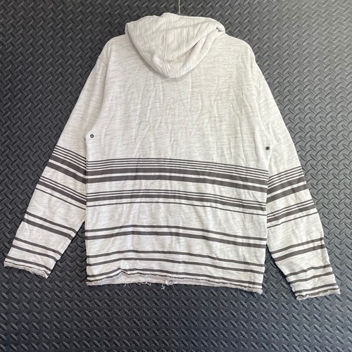 Vinatge Y2K Analog Gray Stripe Full Zip Hoodie Sweater Men's Size Small - Picture 2 of 9
