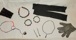 Fabric ArmBands,Necklaces,Choker,Cuffs/Bracelets,Earrings ~blk,silver,rainbow
