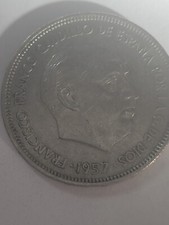 1957 SPAIN 25 Pesetas Coin Mint MARK #66 XF