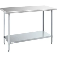 24"W x 48"L Stainless Steel Prep and Work Restaurant Table with Undershelf